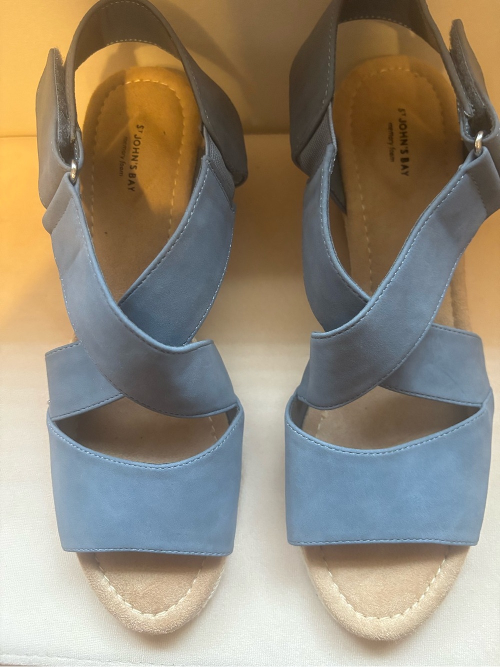 St. John's Bay Light Blue Crisscross Suede Sandals